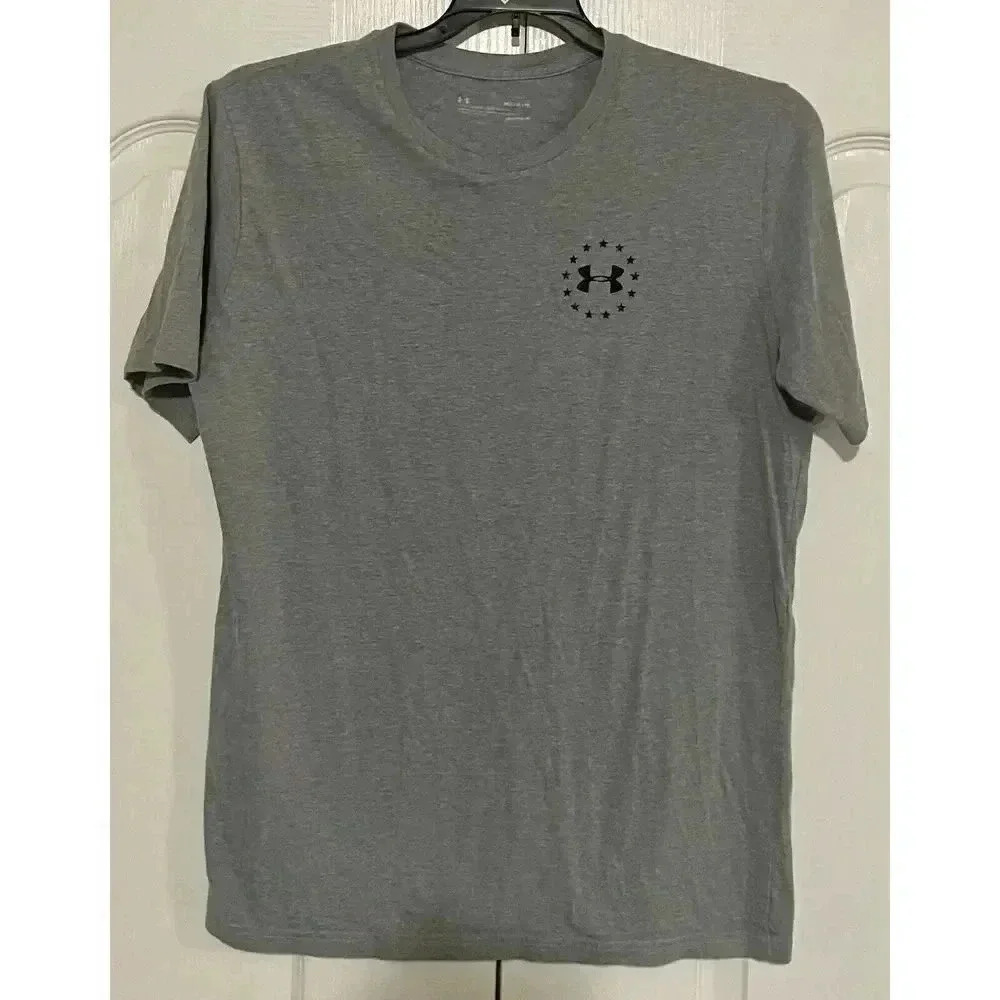 Under Armour UA Men's Freedom Flag Cotton Graphic T-Shirt Gray Size M